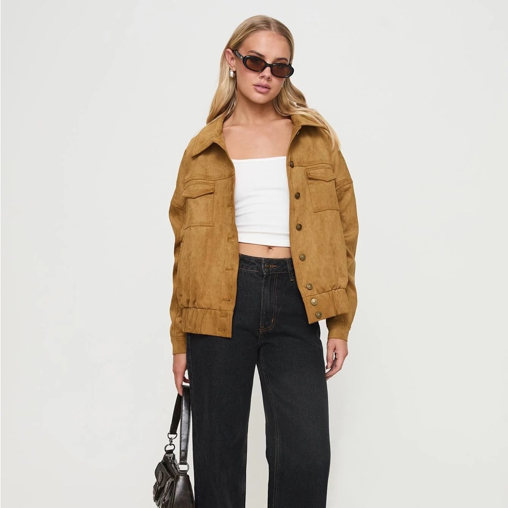 NWOT - PRINCESS POLLY - Ristretto Faux Suede Bomber Jacket - Picture 2 of 9